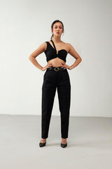 Black Flawess Crop Top Cotton Co-Ord Set