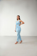 Blue Twist Top style Cotton Co-Ord Set