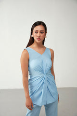 Blue Twist Top style Cotton Co-Ord Set