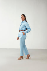 Pastel Blue Flawless with Pocket Style Trouser