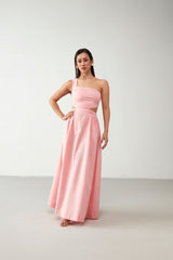 Pink Cotton Tie up Dress