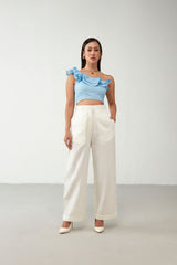 Blue & Off white Cotton Co-Ord Set