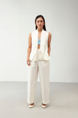 White Shawl Collar Cotton Jacket