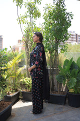 Black multi color printed farsi set