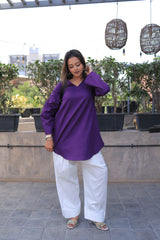Purple Kurta And Farsi Set