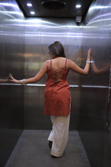 Red Short Kurta And Farsi Set