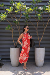 Red Floral Print Dress