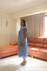 Powder Blue Pleated Dress