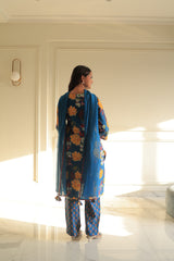 Blue Floral Motifs Kurta Set