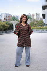 Black Hand Block Printed Kaftan