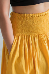 Yellow Elasticated Pocket style Skirt