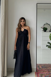 Black Flawlessly Pleated Dress