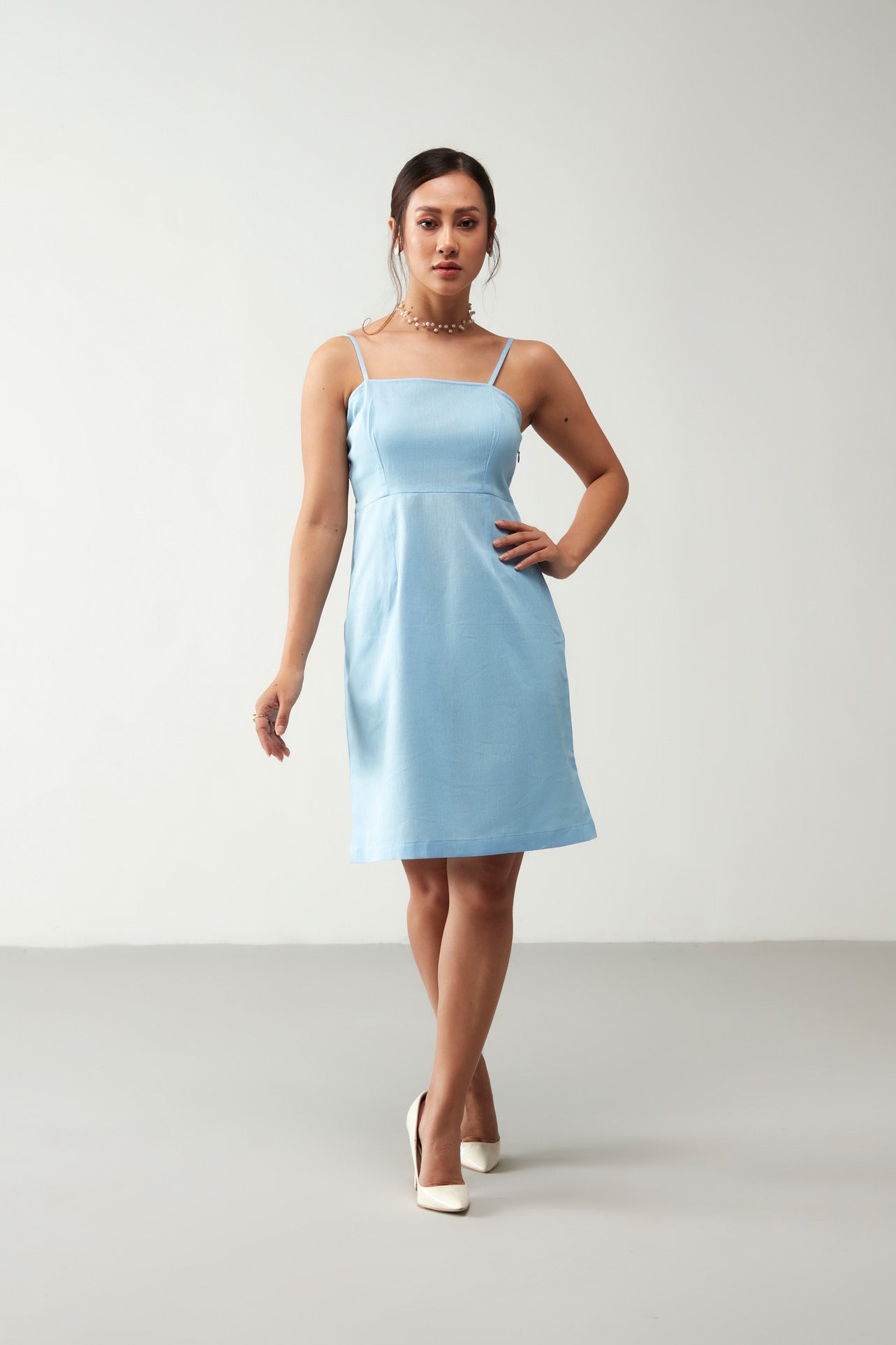 Blue Classic Strap Details Dress