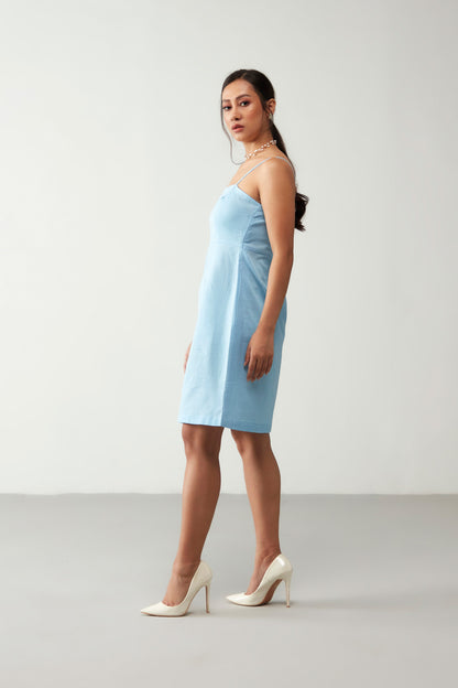 Blue Classic Strap Details Dress