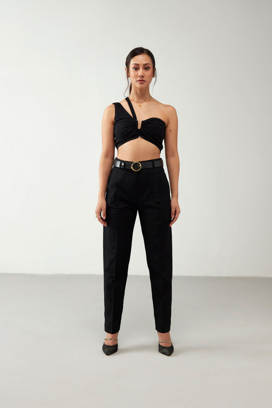 Black Flawess Crop Top Cotton Co-Ord Set