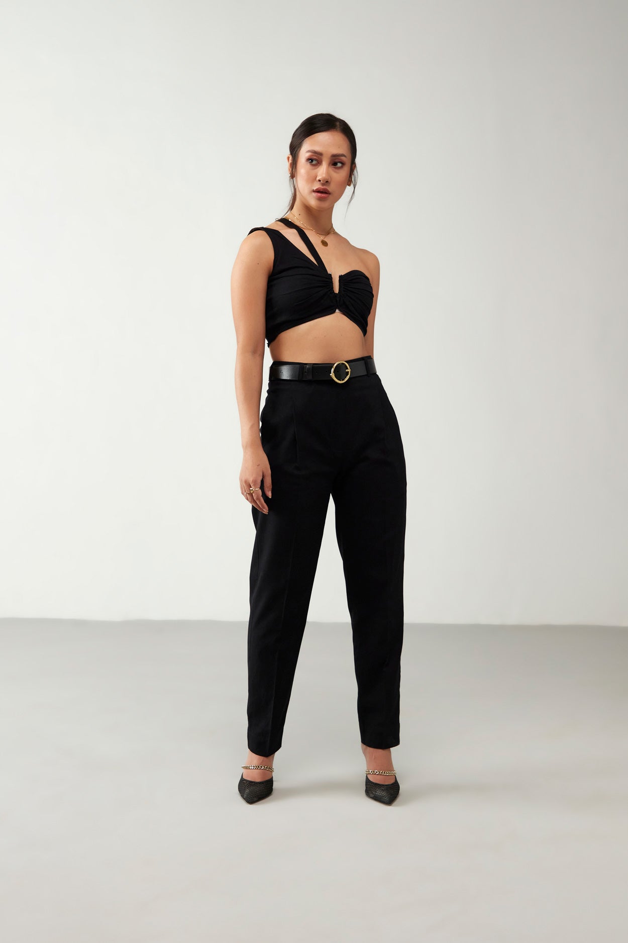 Black Flawess Crop Top Cotton Co-Ord Set