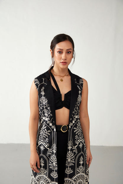 Black Flawlessly Embroidered Cotton Jacket