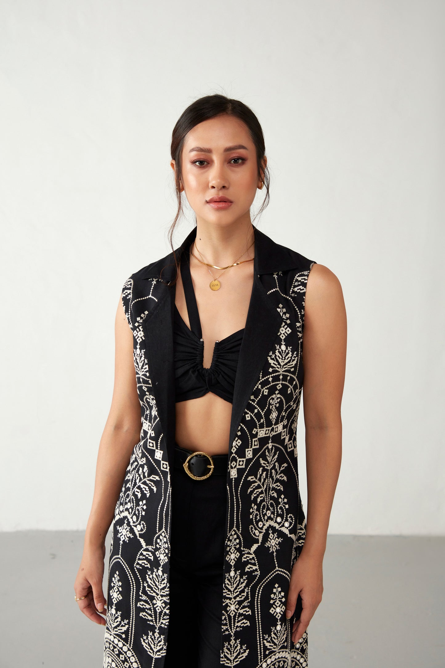 Black Flawlessly Embroidered Cotton Jacket