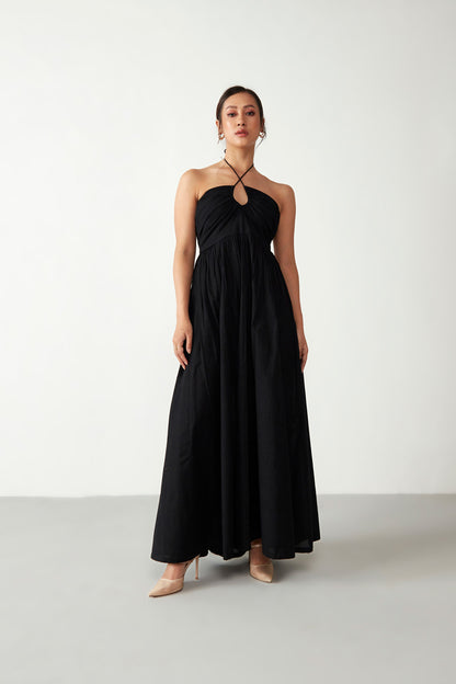 Black Flawlessly Pleated Dress