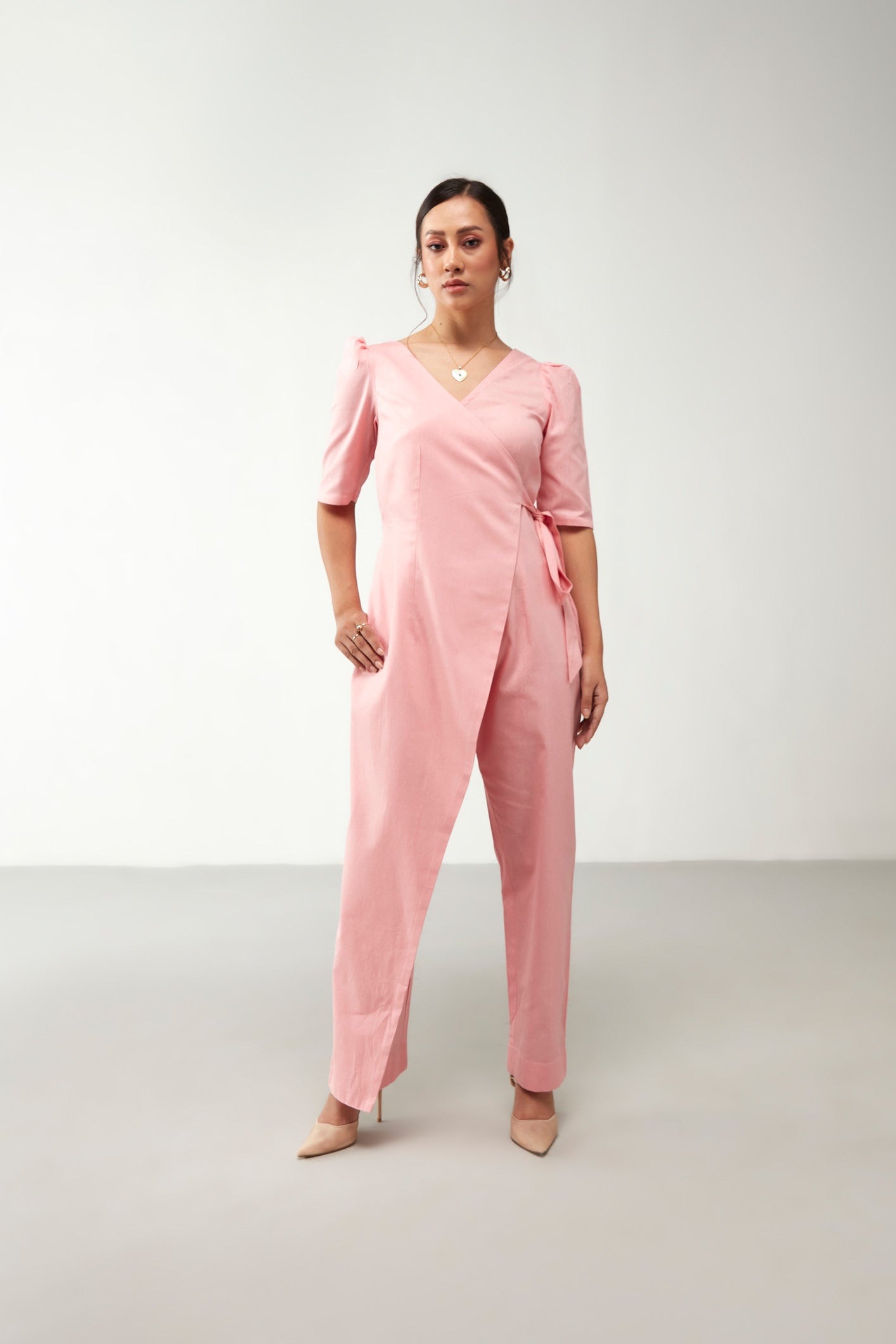 Pink Overlap Style Jumpsuit