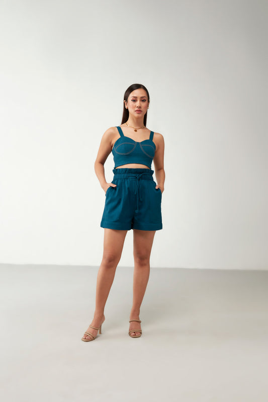 Teal Blue Short style Cotton Co-Ord Set