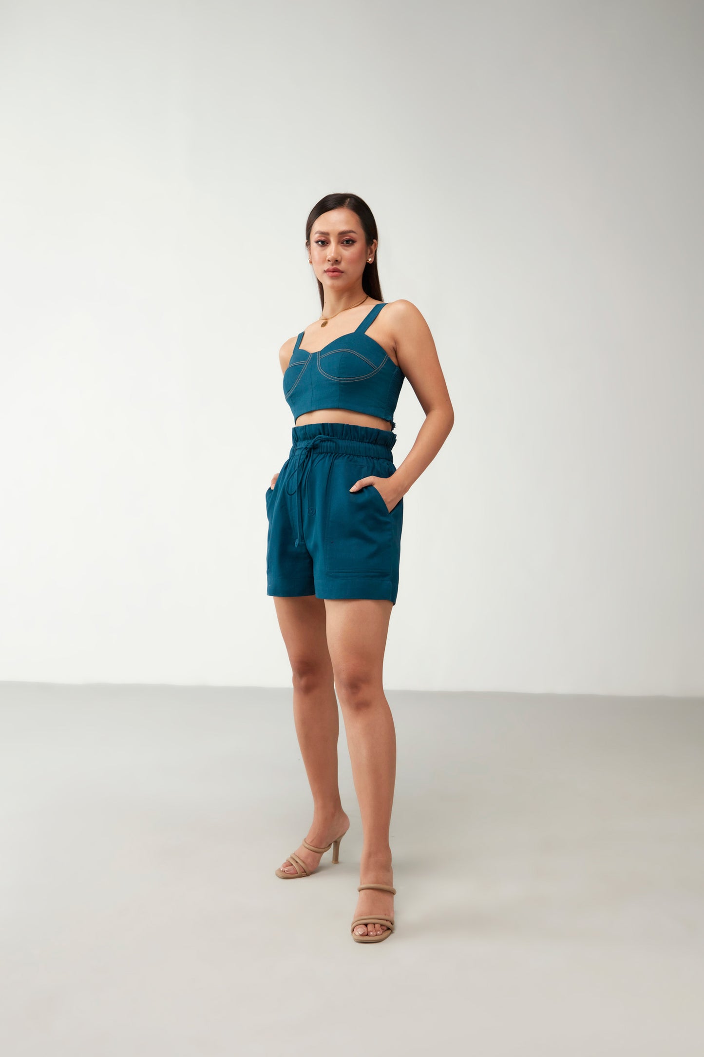 Teal Blue Short style Cotton Co-Ord Set