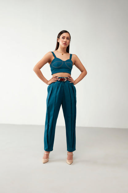 Teal Blue Trouser Cotton Co-Ord Set