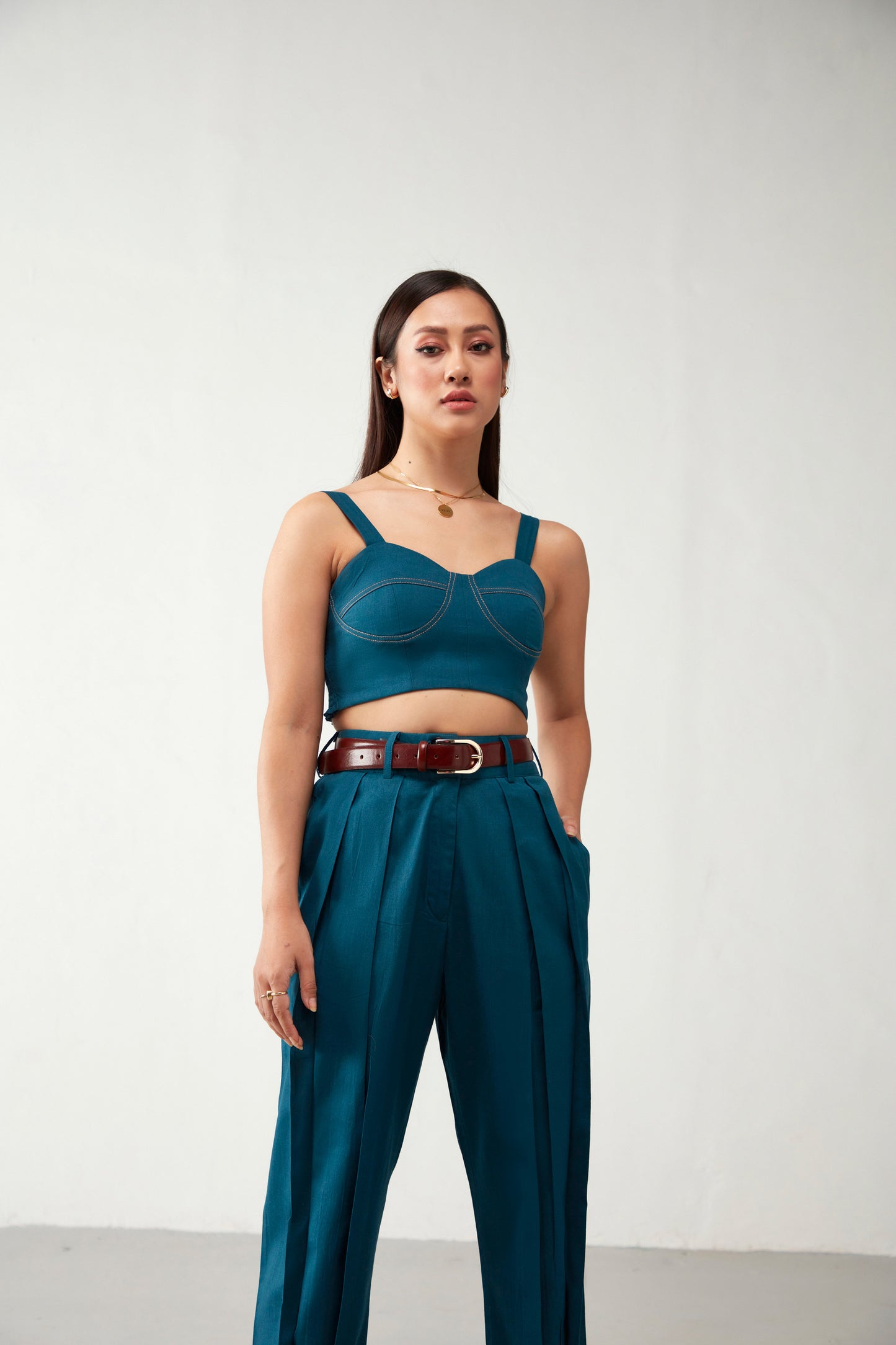 Teal Blue Trouser Cotton Co-Ord Set