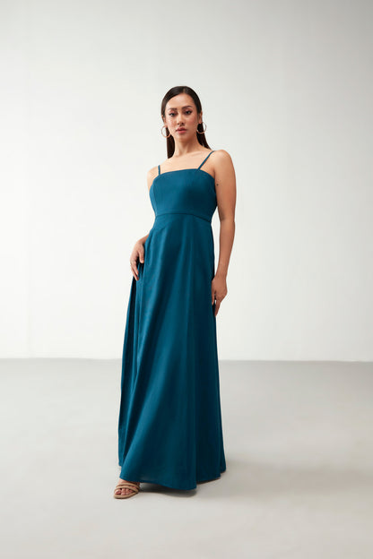 Teal Blue Aline Cotton Dress