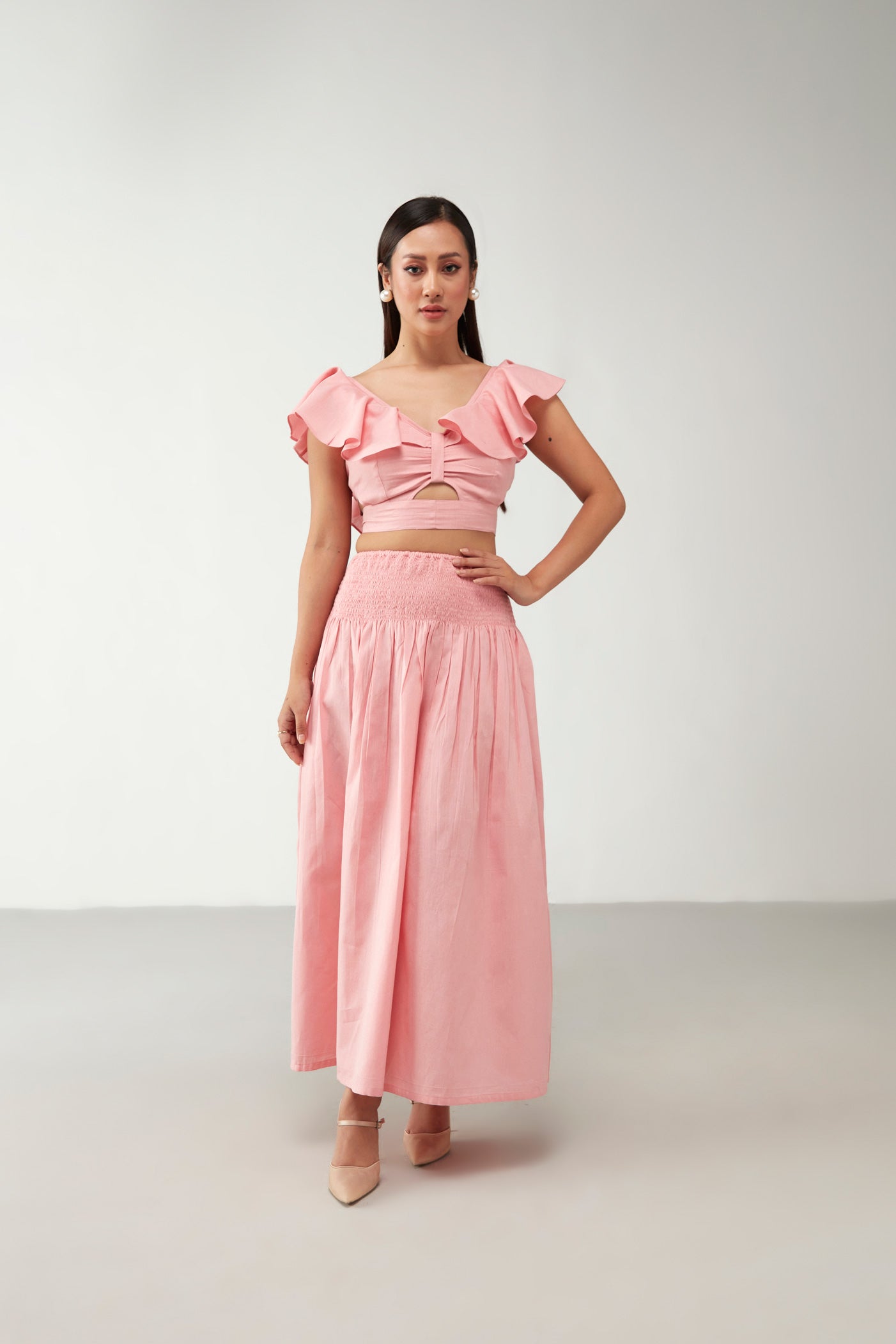 Pink Elasticated Pocket style Skirt