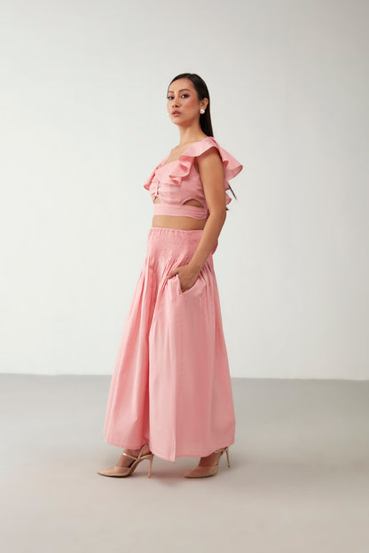 Pink Elasticated Pocket style Skirt