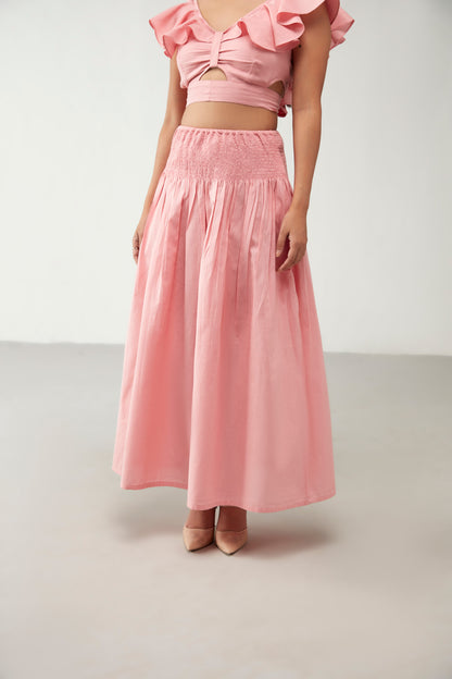 Pink Elasticated Pocket style Skirt