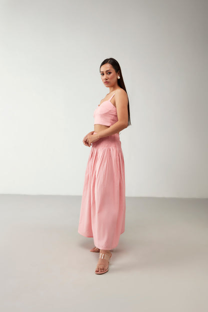 Pink Crop Top Cotton Co-Ord Set