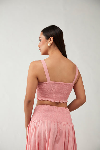 Pink Bustier Cotton Crop Top