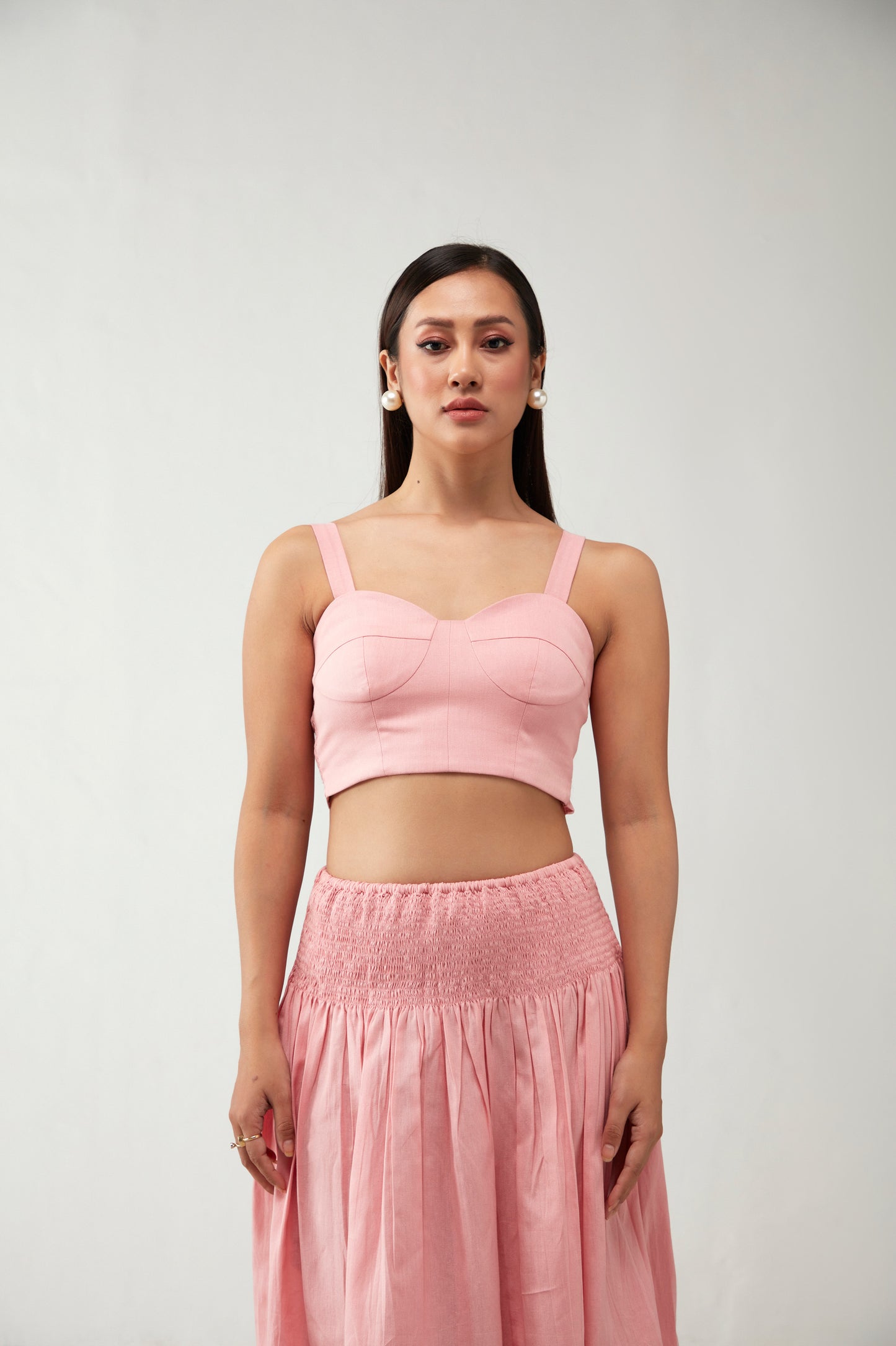 Pink Bustier Cotton Crop Top