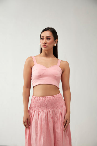 Pink Bustier Cotton Crop Top