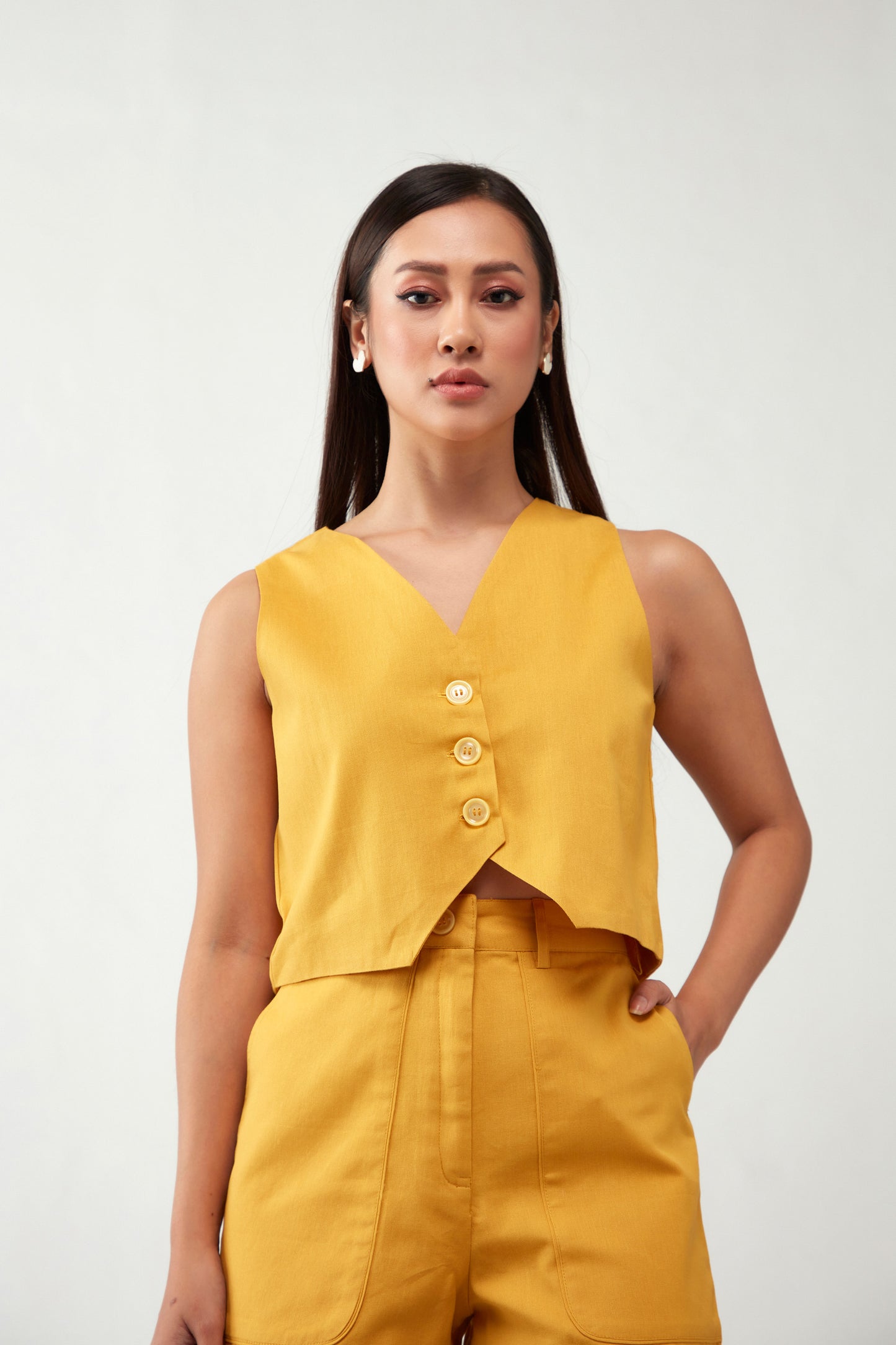 Yellow Waist Coat Cotton Jacket