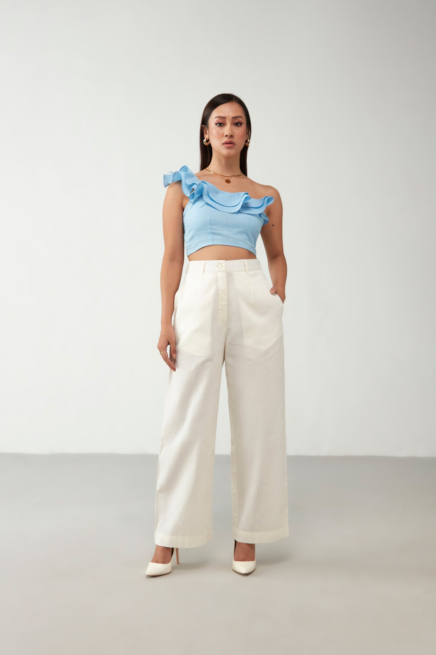 Blue & Off white Cotton Co-Ord Set