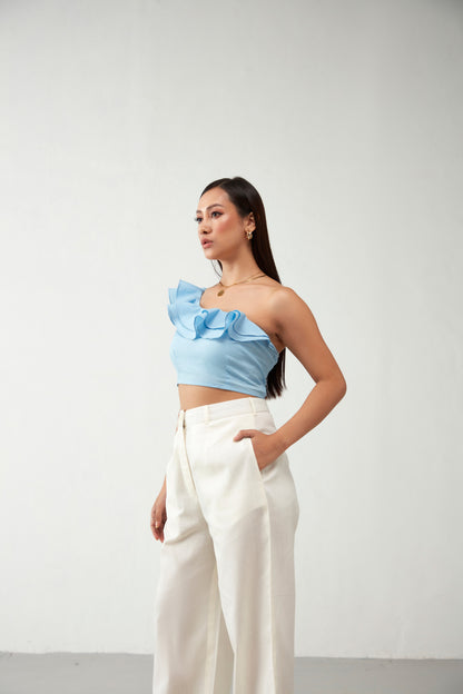 Blue & Off white Cotton Co-Ord Set