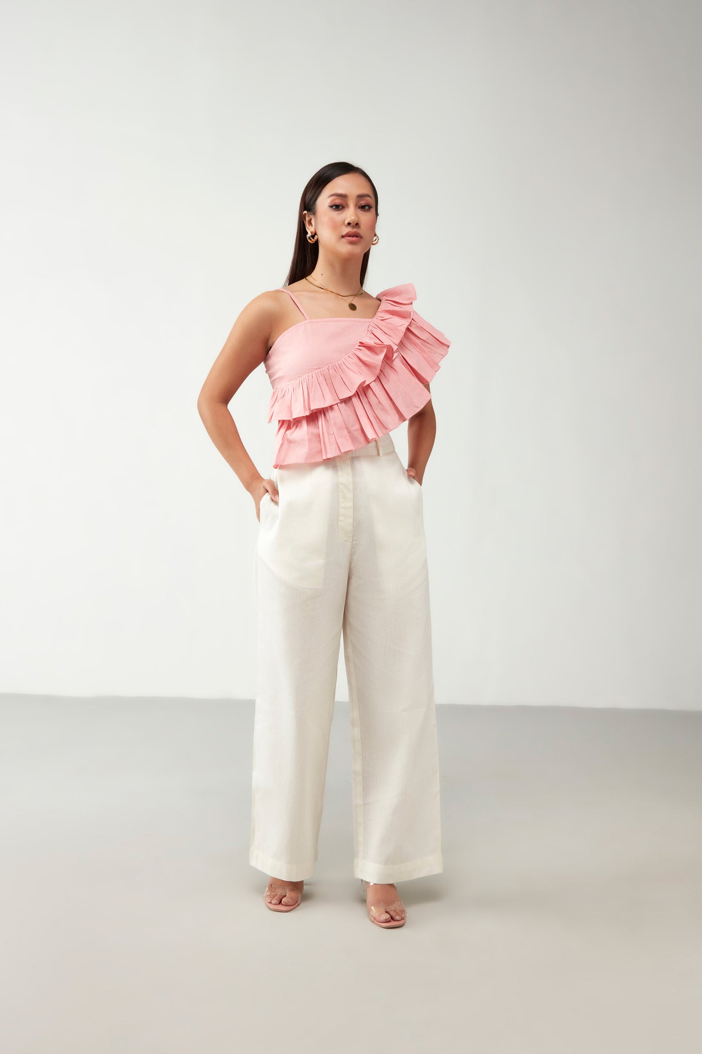 Pink & Off white Cotton Co-Ord Set