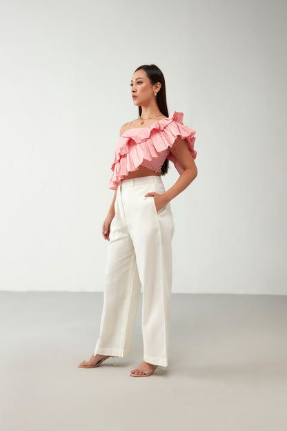 Pink & Off white Cotton Co-Ord Set