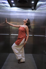 Red Short Kurta And Farsi Set