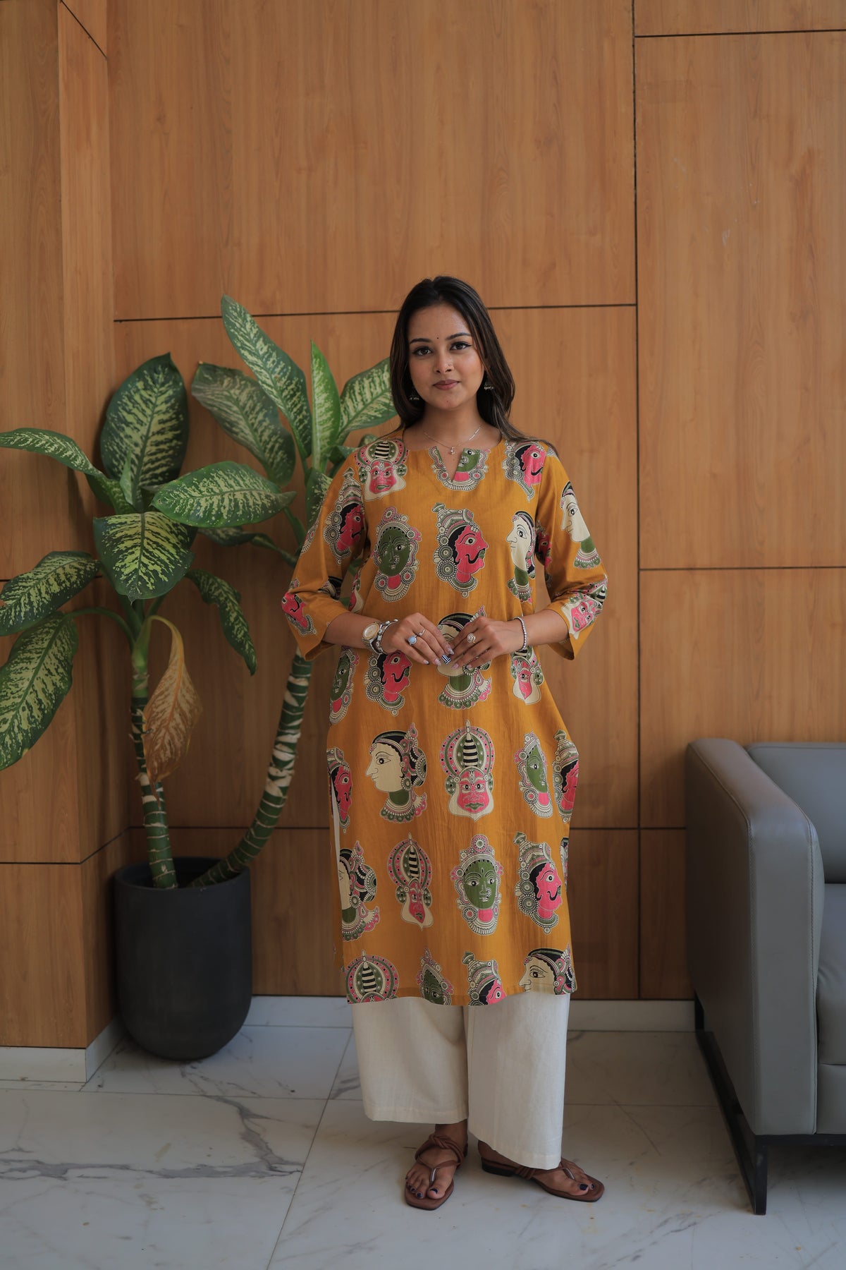 Yellow Kalamkari Kurta