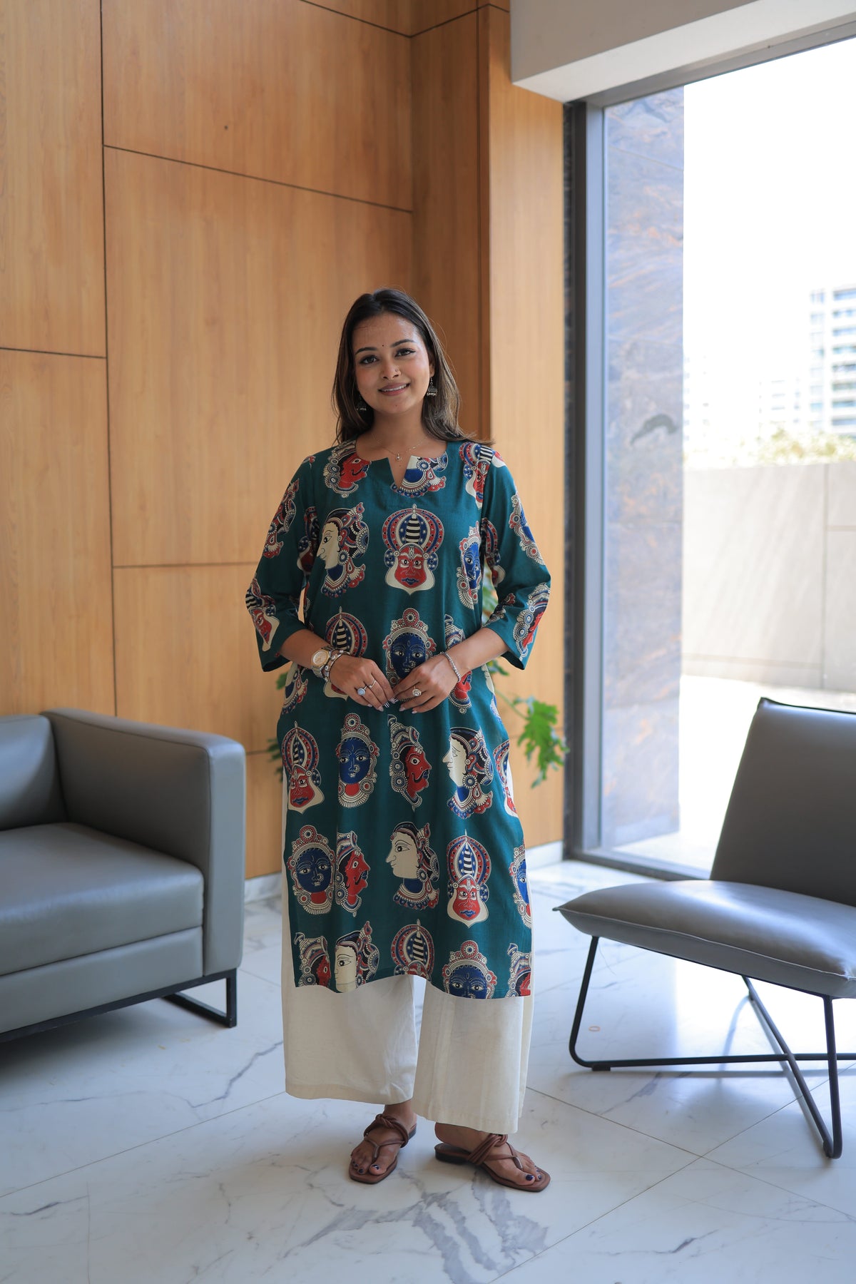 Green Kalamkari Kurta