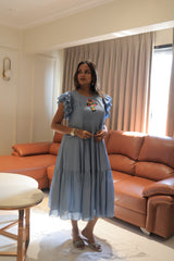 Powder Blue Pleated Dress