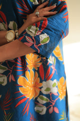 Blue Floral Motifs Kurta Set