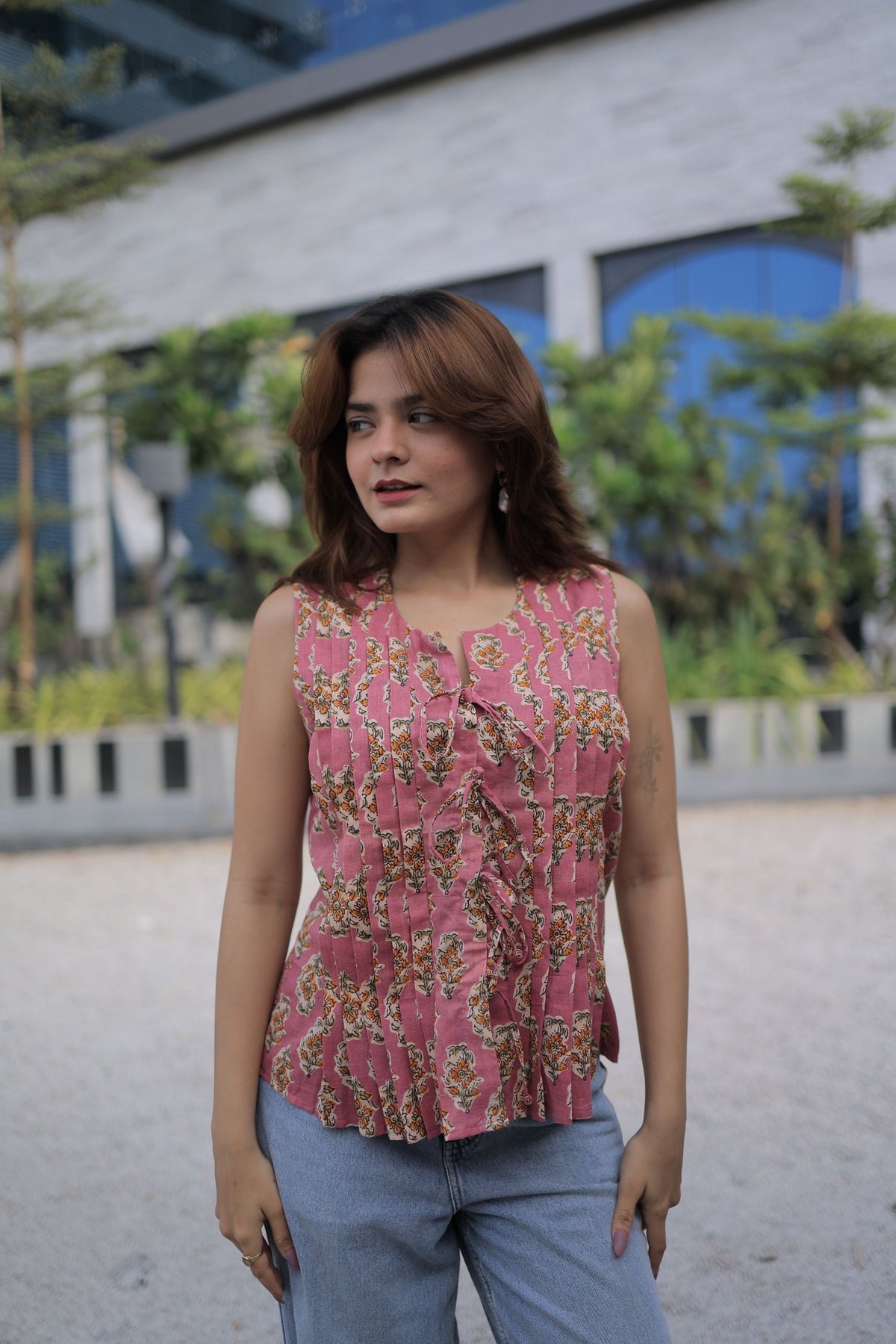 Pink Kurti with Pleats