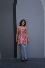 Orange Hand Block Print Kurti