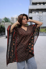 Black Hand Block Printed Kaftan