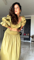 Green Elasticated Pocket style Skirt